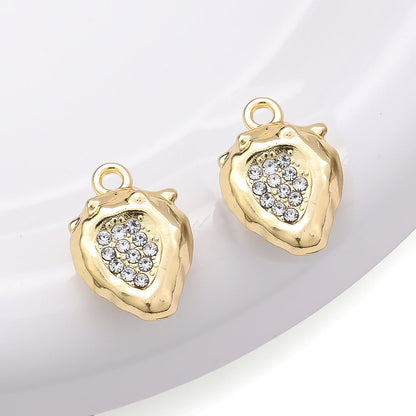 Strawberry Rhinestone Metal Pendant Charms