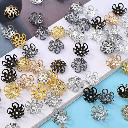 100PCS 8mm Flower Circle Metal-Plated Bead Cap Set