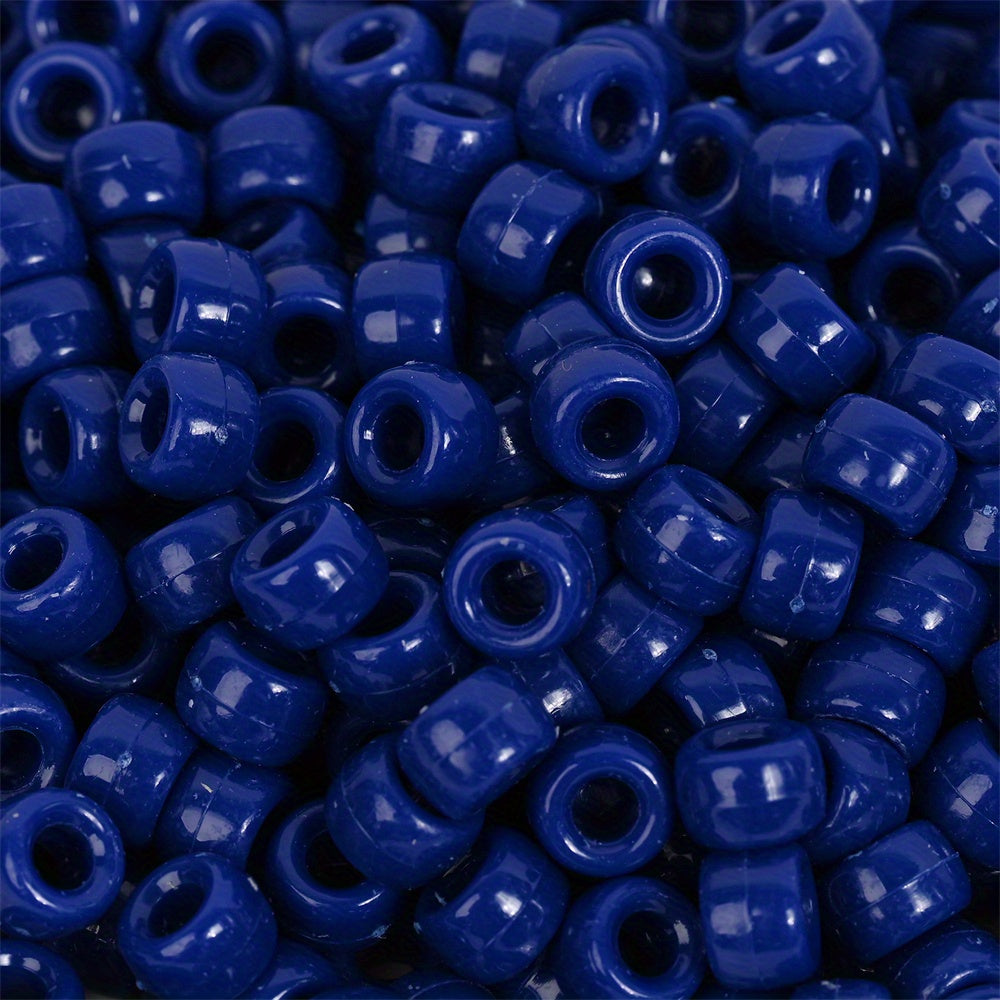 100pcs Colorful Acrylic Big Hole Pony Beads- 6x9mmLarge Hole Beads