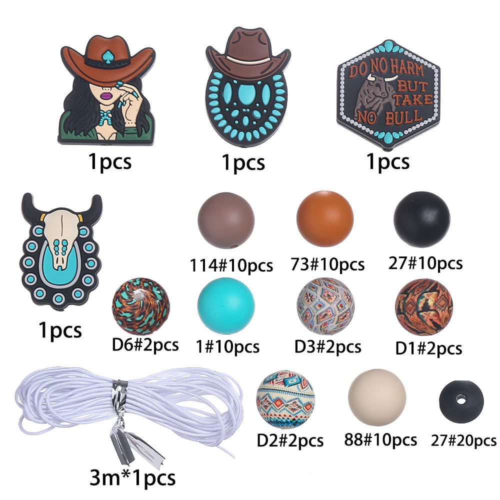 Mix Style Silicone Beads Set with Beading Pens