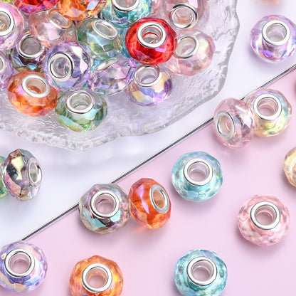 30pcs/set Transparent Faceted Acrylic Large Hole Beads