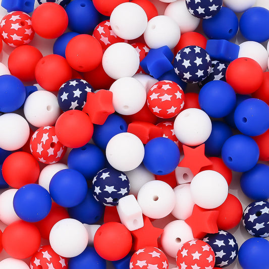 Patriotic Silicone Star Beads