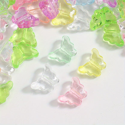 50pcs Transparent Butterfly Acrylic Beads