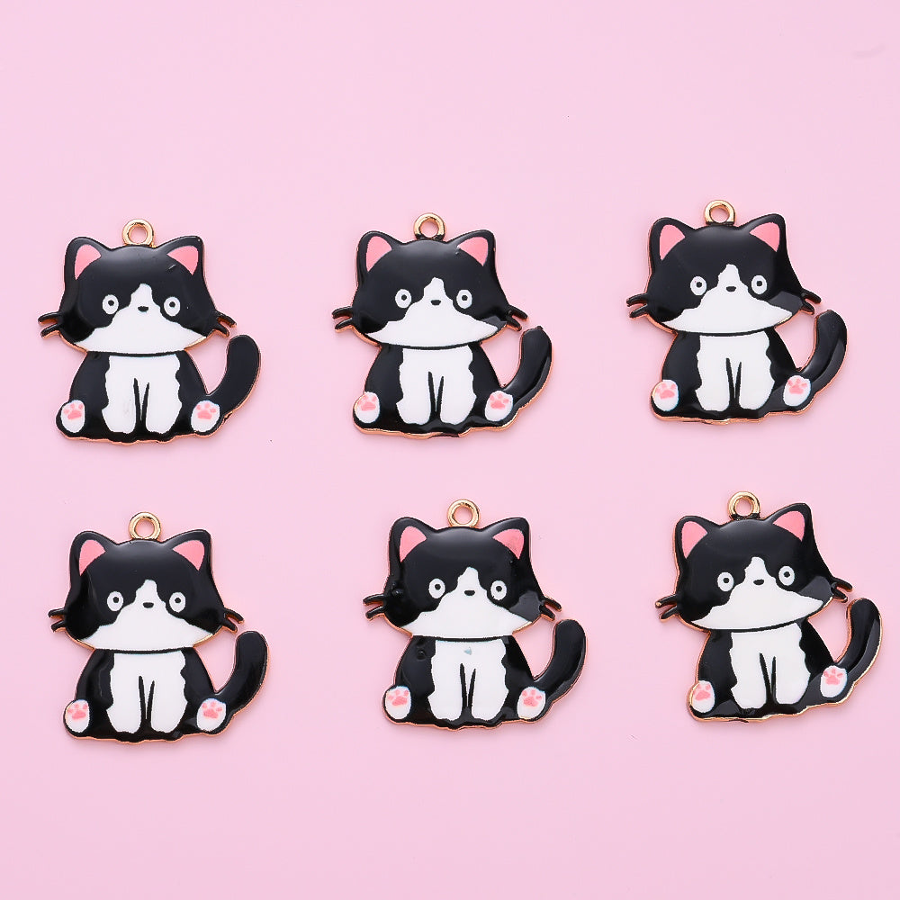 Enamel Cat Pendant Charms