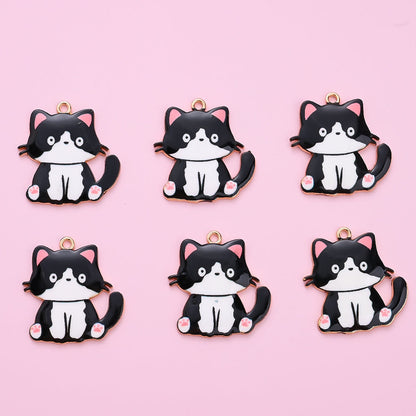 Enamel Cat Pendant Charms