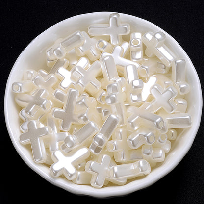 50pcs 12x15mm White Acrylic Cross Beads