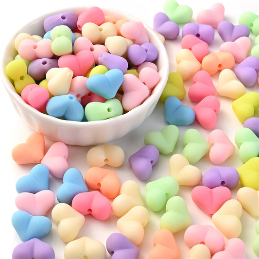Acrylic Matte Heart Spacer Beads