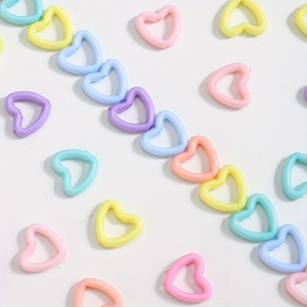 100pcs 15x16mm Macaron Color Heart Frame Wrapped Beads