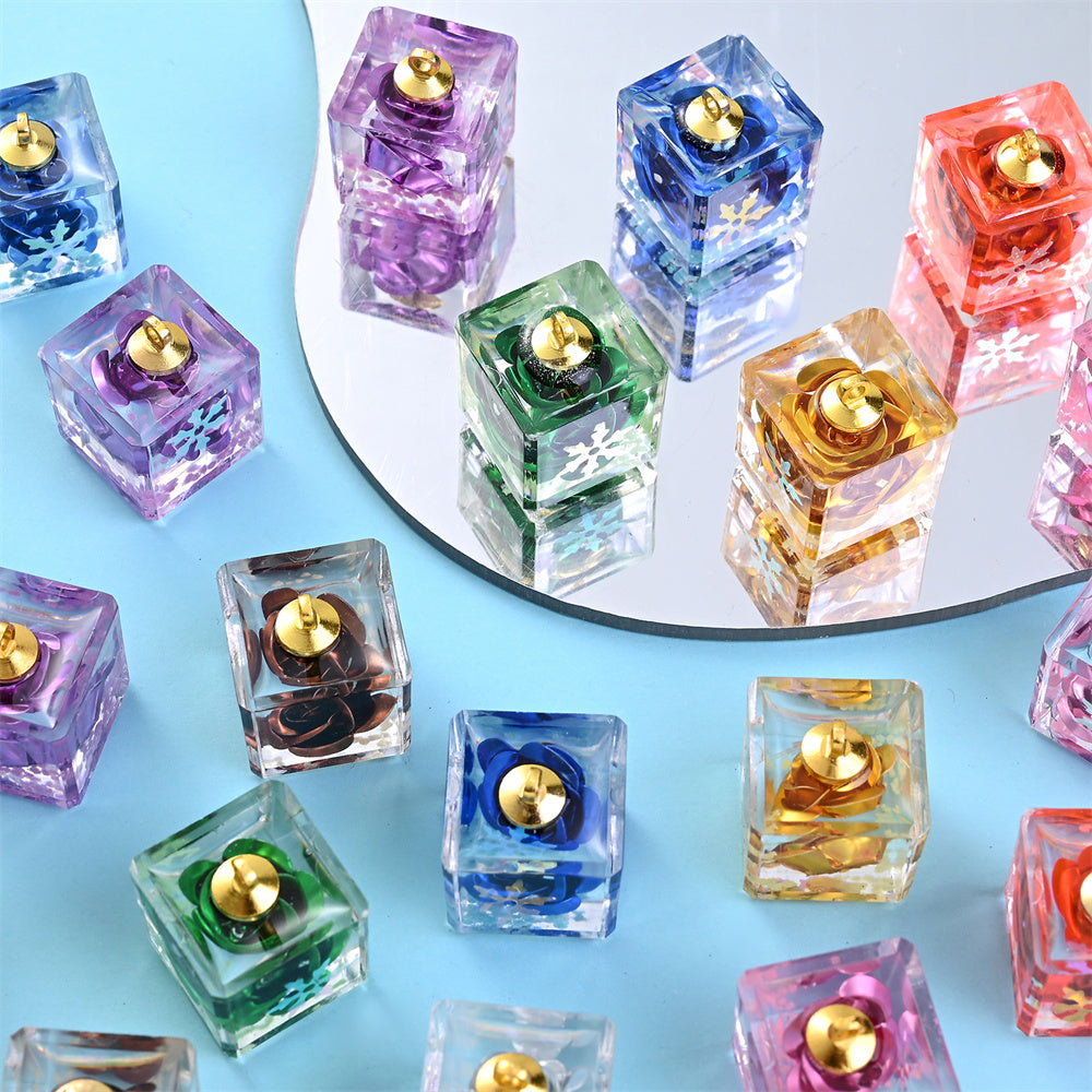 5-Piece Transparent Square Rose Glow Pendants