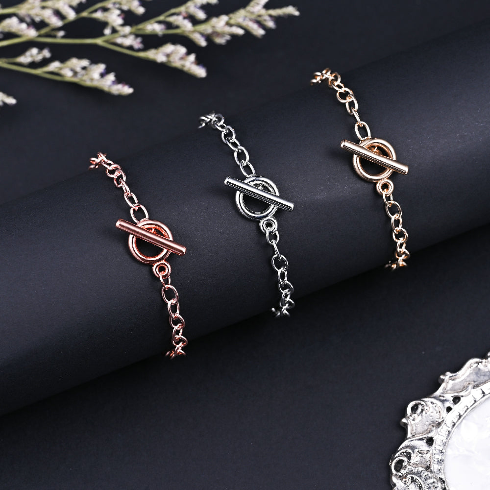 Mixed Color Alloy OT Bracelet Chains