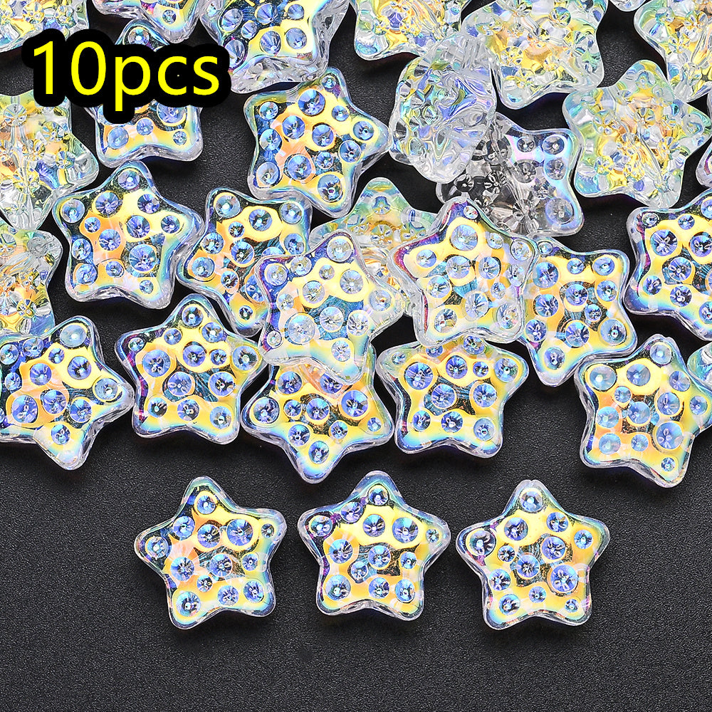10pcs 18mm Vibrant Star Glass Beads