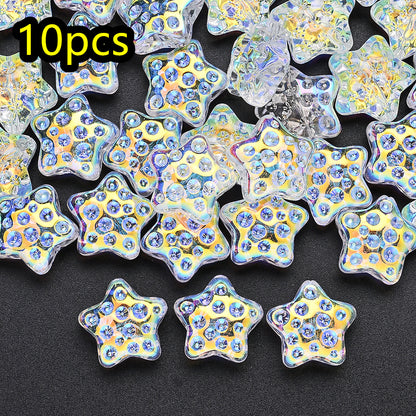 10pcs 18mm Vibrant Star Glass Beads