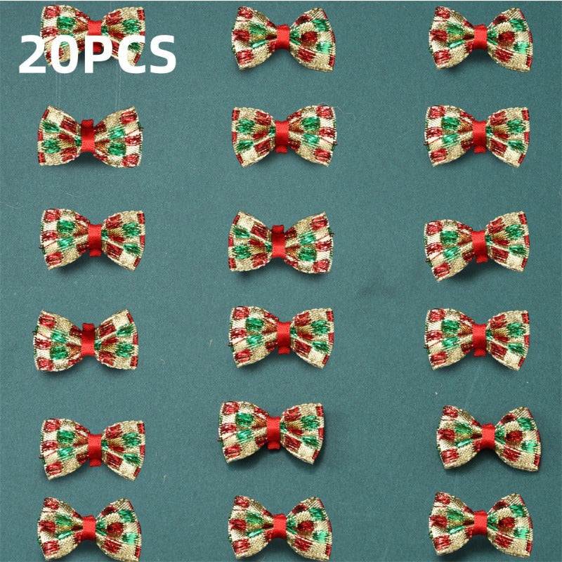 Christmas Gold Threaded Ripple Bow Embellishments