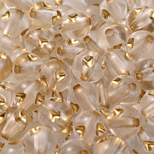 Gold Heart Acrylic Beads