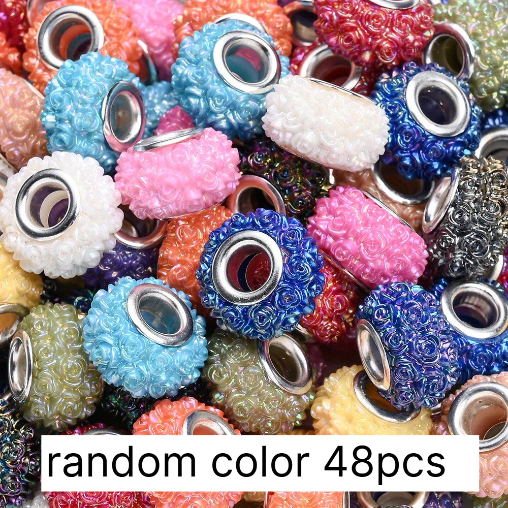 Colorful Flower Acrylic Large Hole Spacer Beads