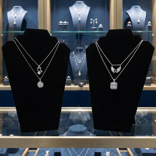 1-Piece Black Velvet Double-Layer Necklace Display Stand