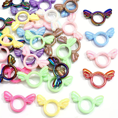 10PCS 24×47mm Multicolor Angel Wing Acrylic Bead Set