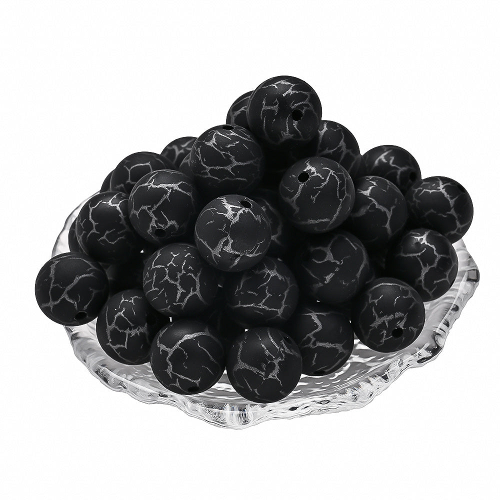 10pcs Crack Printed Silicone Spacer Beads