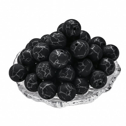 10pcs Crack Printed Silicone Spacer Beads