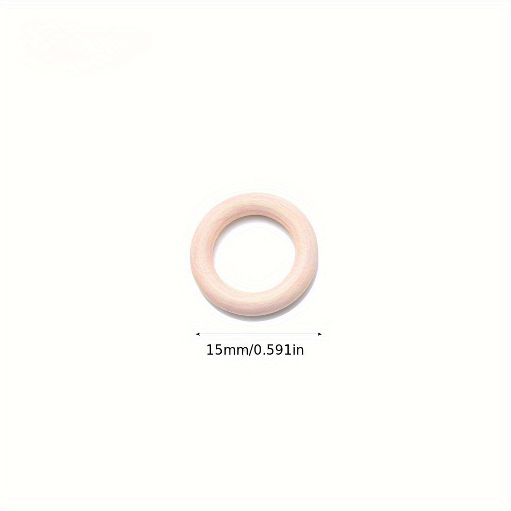 30PCS 15mm Natural Solid Wood Rings