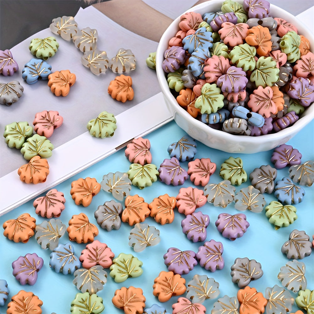100pcs Multicolor Acrylic Leaf Beads