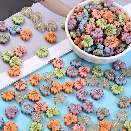 100pcs Multicolor Acrylic Leaf Beads