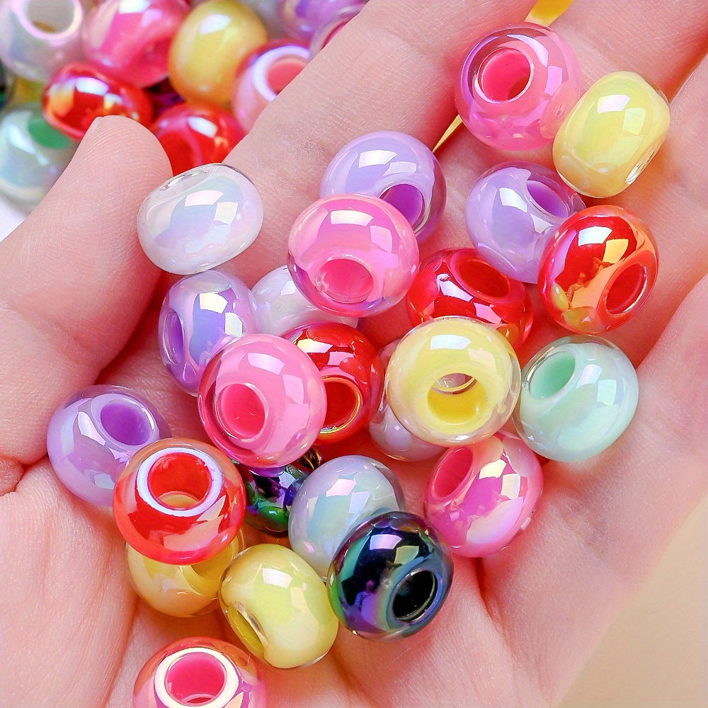 20pcs UV Plated Big Hole Acrylic Pony Beads