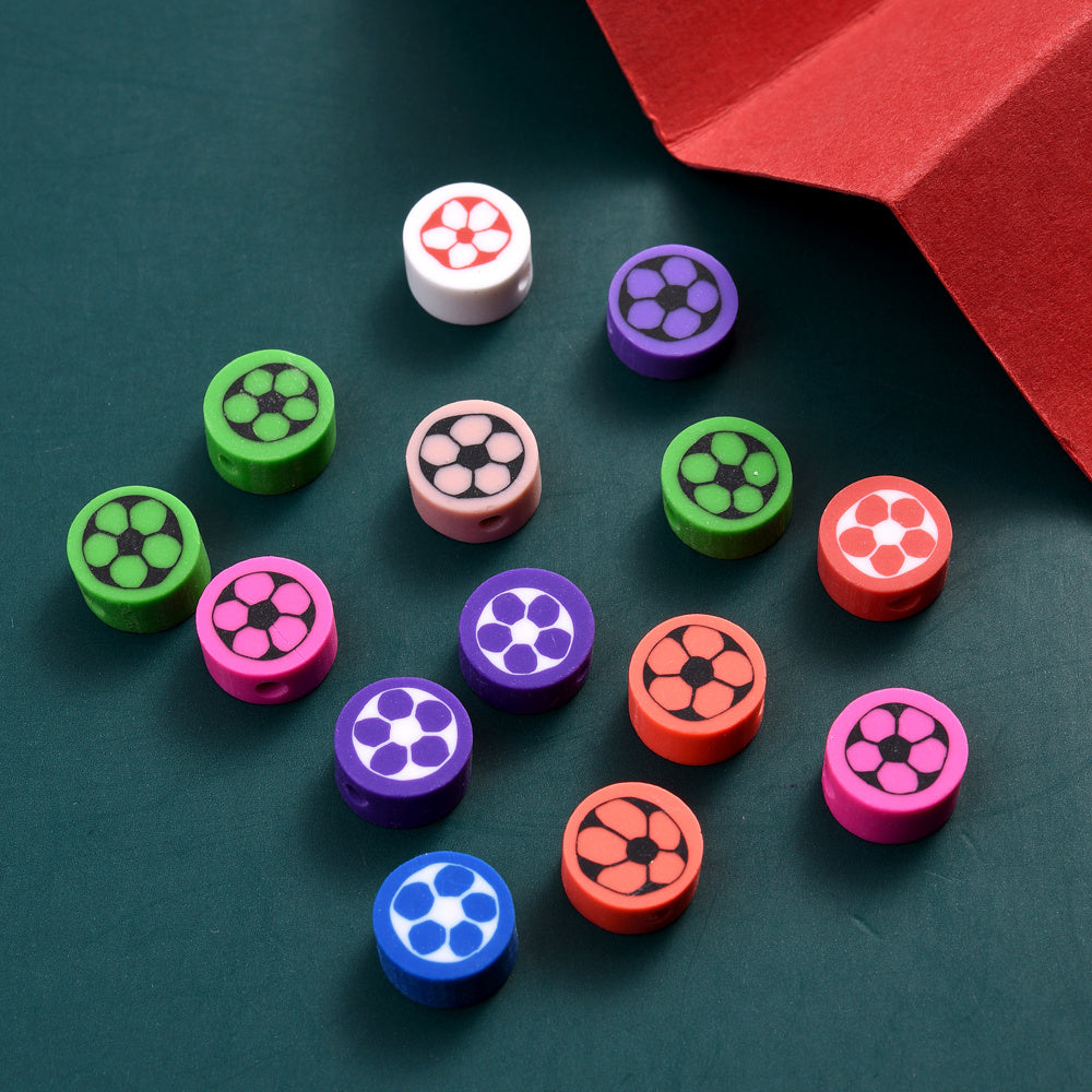 50-Piece 10 mm Mixed Sports Ball Soft Clay Beads
