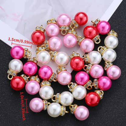 Pink Artificial Pearl Round Pendants