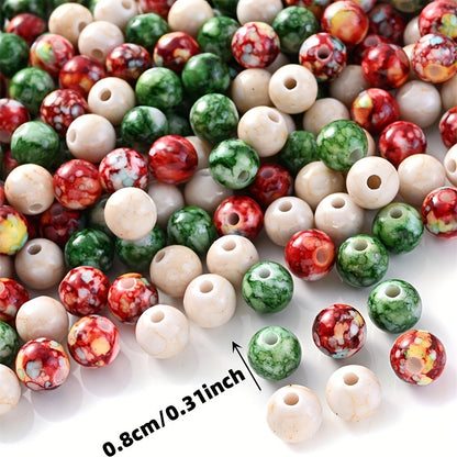 100PCS 8mm Christmas Cracked Acrylic Bead Set