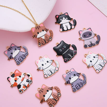 Enamel Cat Pendant Charms