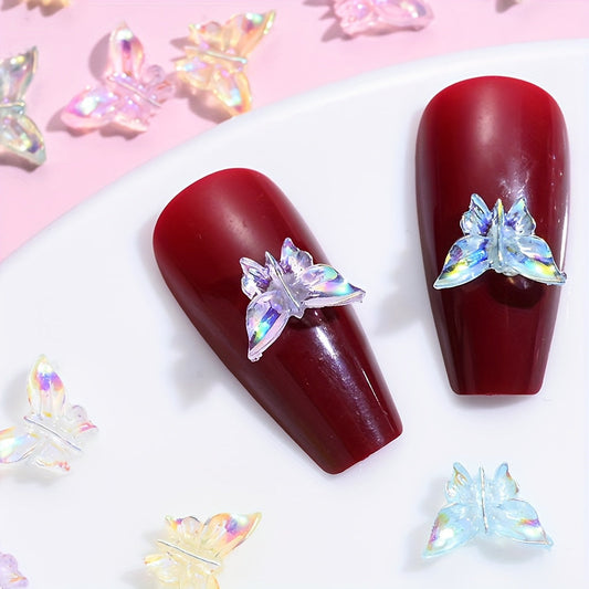 100PCS 10×7mm Colorful Butterfly Resin Embellishments