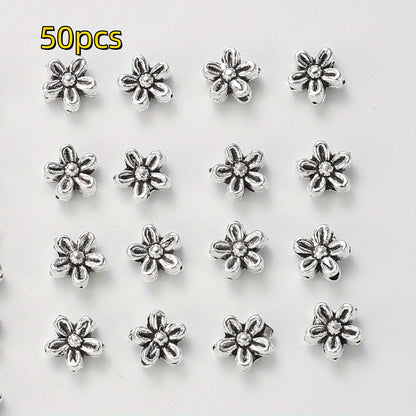 50pcs Antique Silvery Flower Spacer Beads