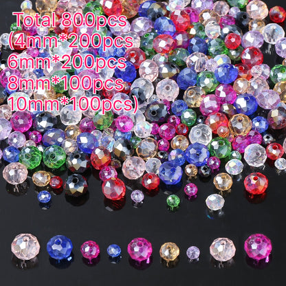 800pcs Sparkling Artificial Crystal Beads Set