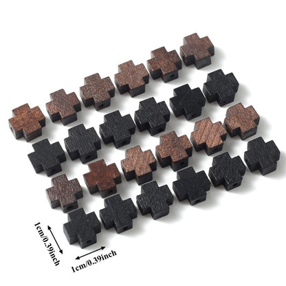 30pcs 10x10mm Cross Wooden Beads