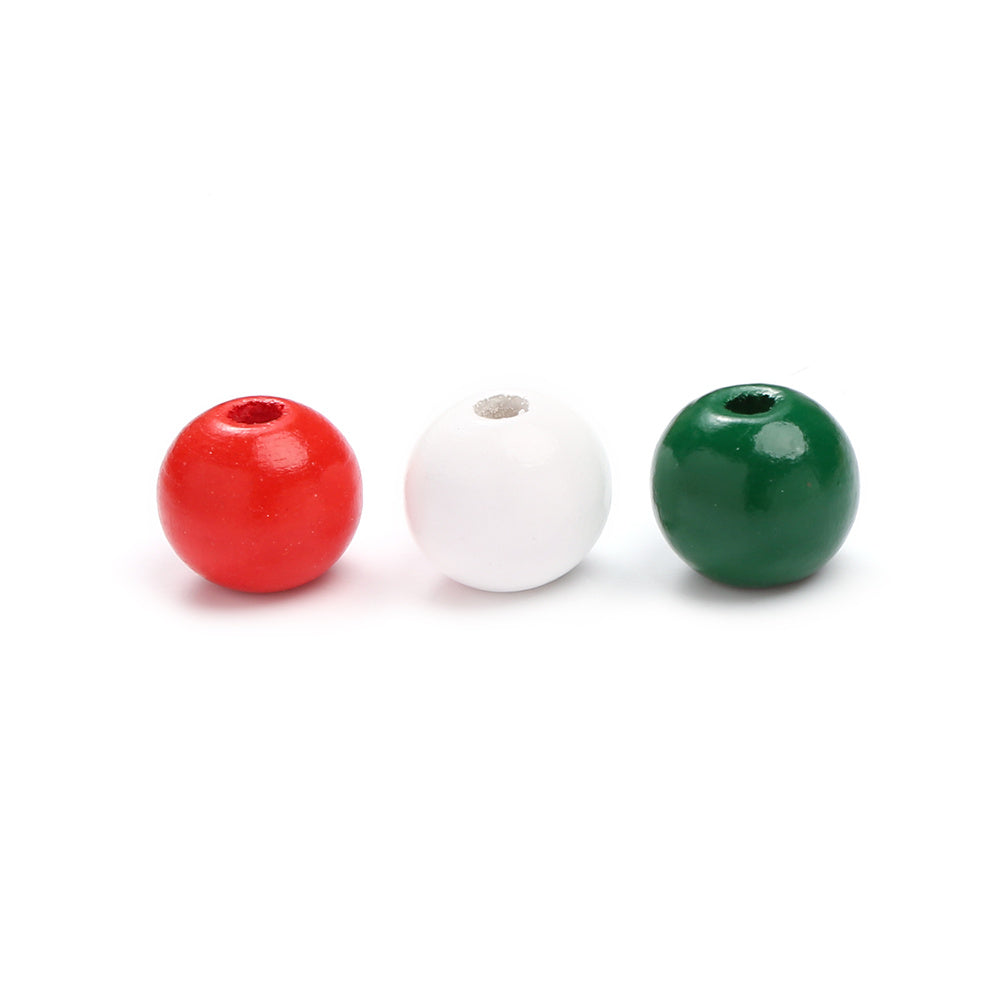 20pcs 16mm Christmas Round Wooden Beads