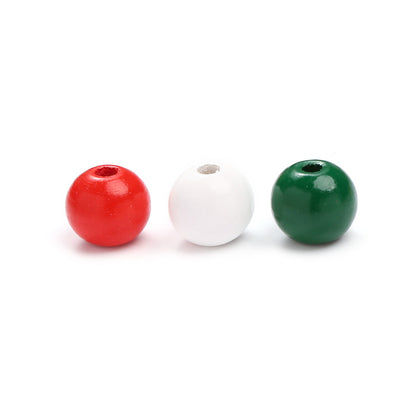 20pcs 16mm Christmas Round Wooden Beads