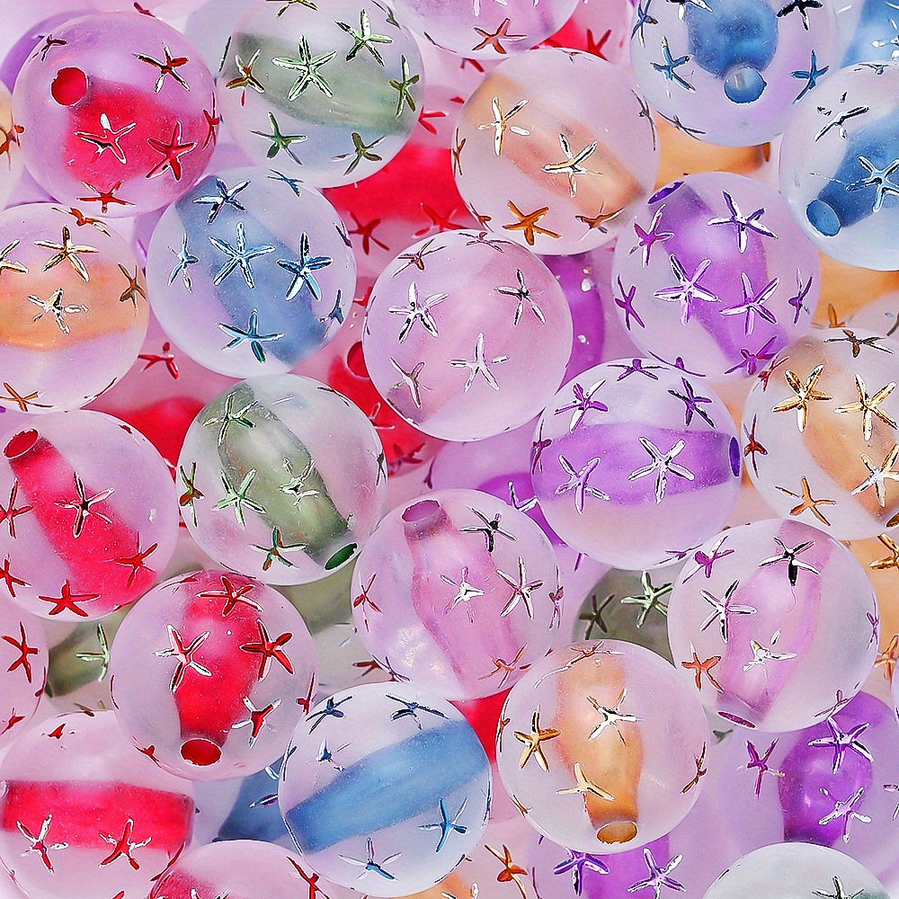 10pcs 16mm Colorful Starfish Print Acrylic Beads