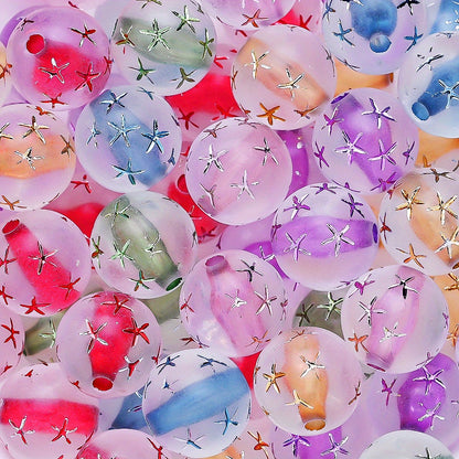 10pcs 16mm Colorful Starfish Print Acrylic Beads