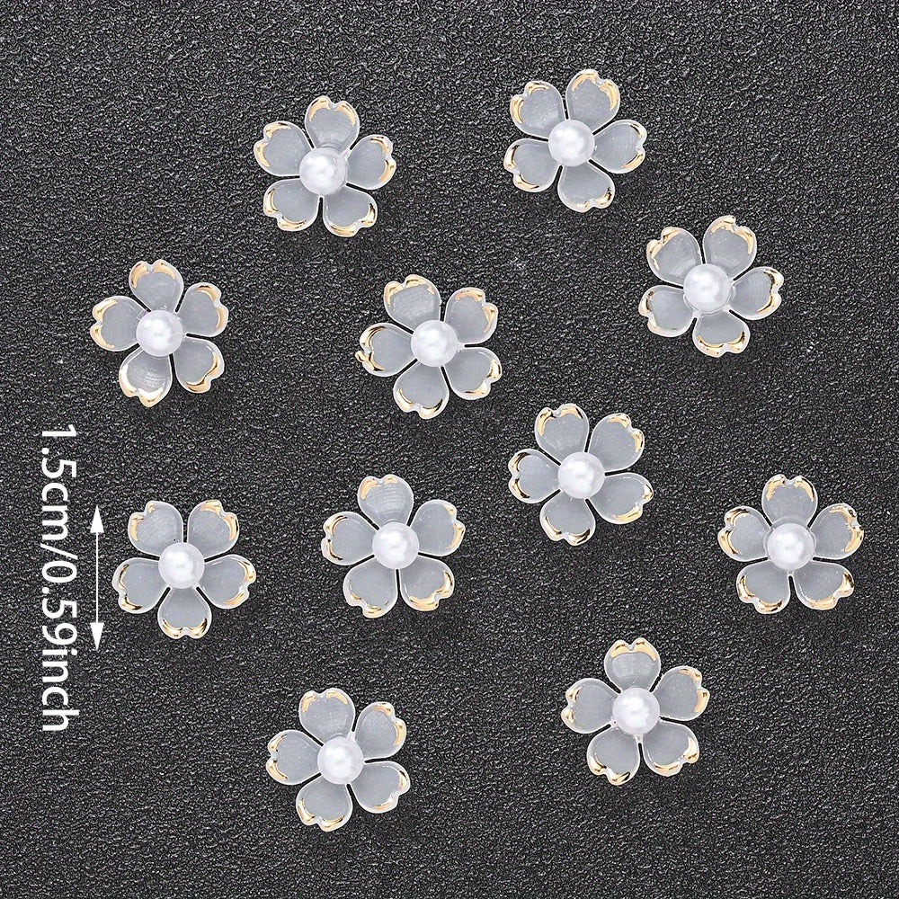 30pcs/set Transparent White Acrylic Cherry Blossom Flower Beads