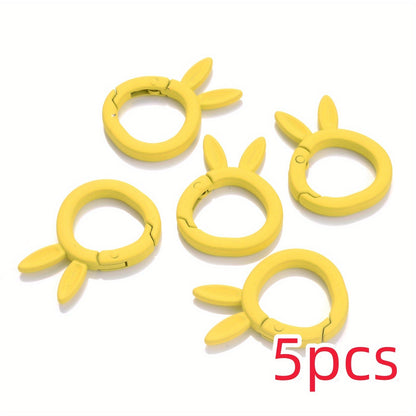 5-Piece 37x27 mm Rabbit Ear Shape Metal Keychain Hooks