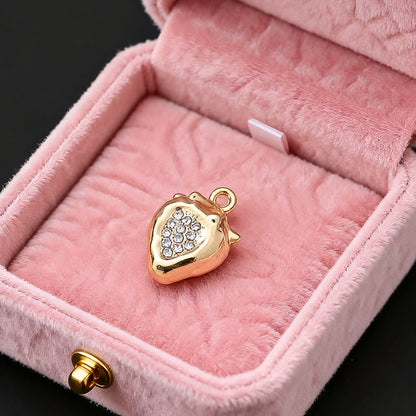 Strawberry Rhinestone Metal Pendant Charms