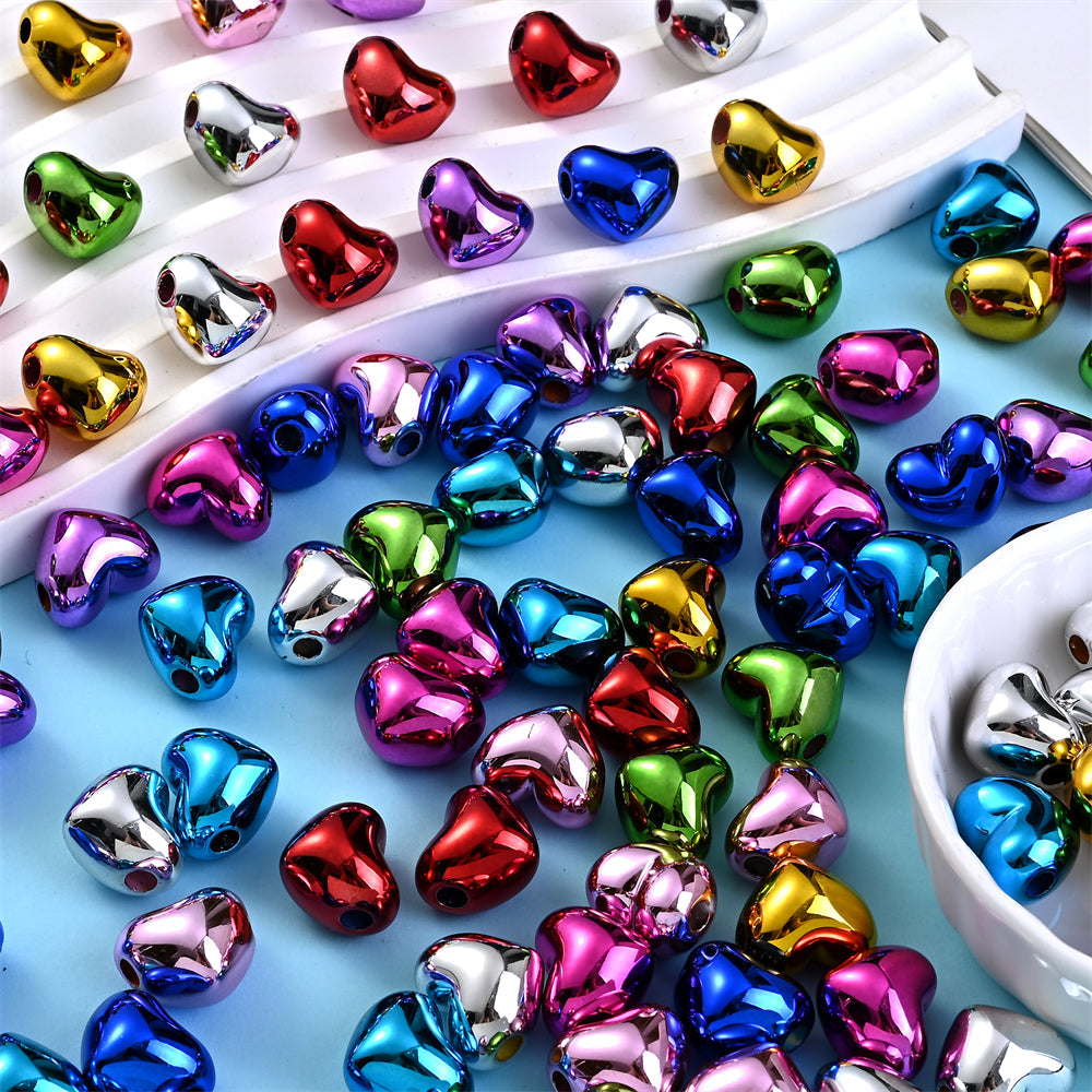 Colorful Heart Acrylic Spacer Beads