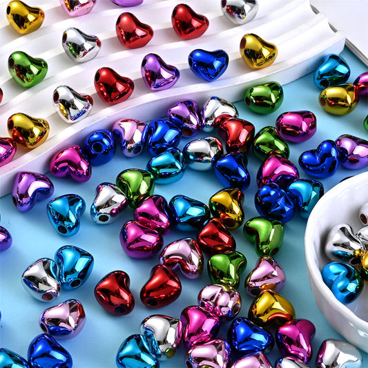 Colorful Heart Acrylic Spacer Beads