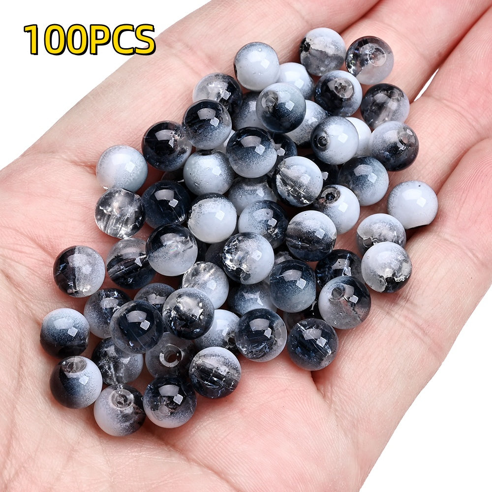 100pcs 8mm Translucent Crackle Glass Beads