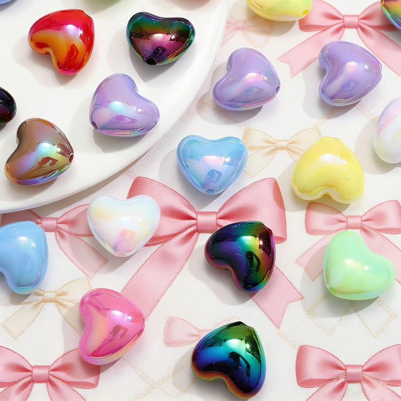 10pcs 19x22mm Cute Chubby Heart Acrylic Beads