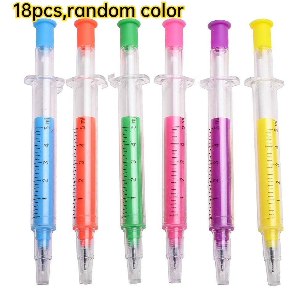 9-Piece Random Color Syringe Ballpoint Pen Set