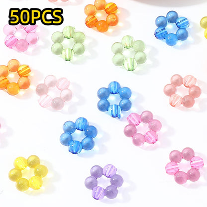 50pcs 17x16mm Transparent Flower Acrylic Beads