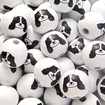 10PCS 16mm Puppy-Themed Wooden Bead Set