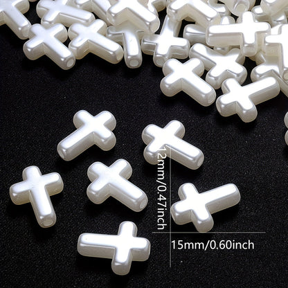 50PCS White Cross Acrylic Bead Set